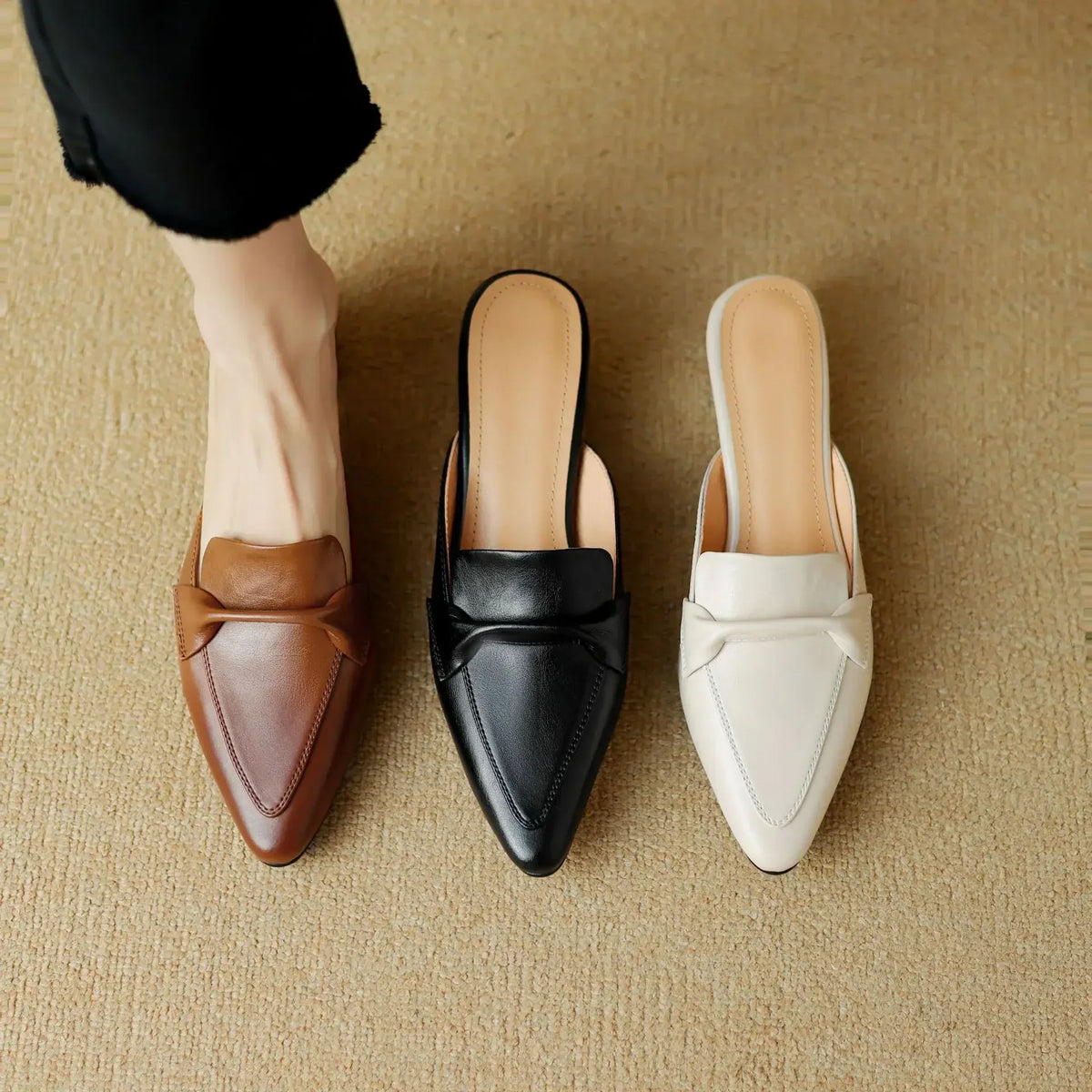 Alaya Genuine Leather Mules