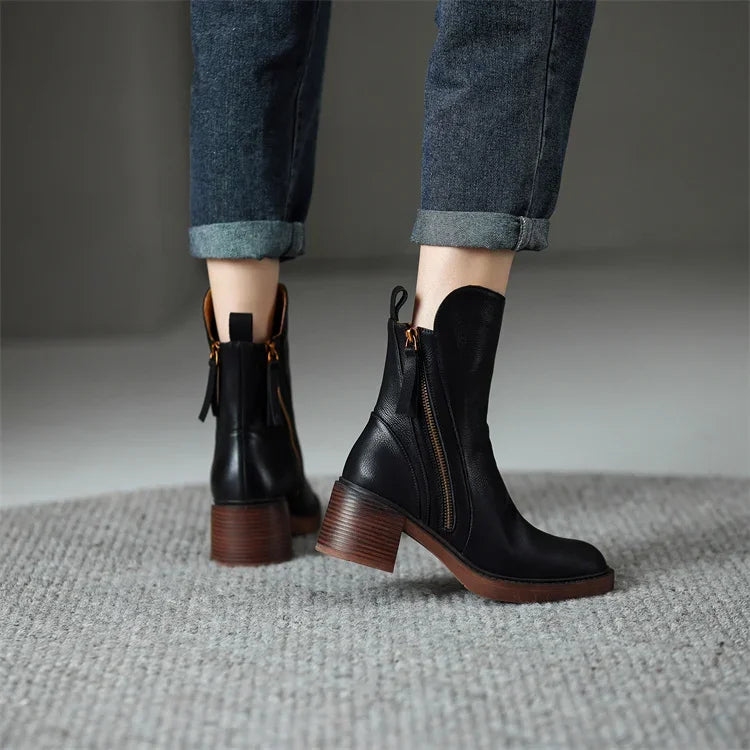 Grazia Stacked Heel Ankle Boots