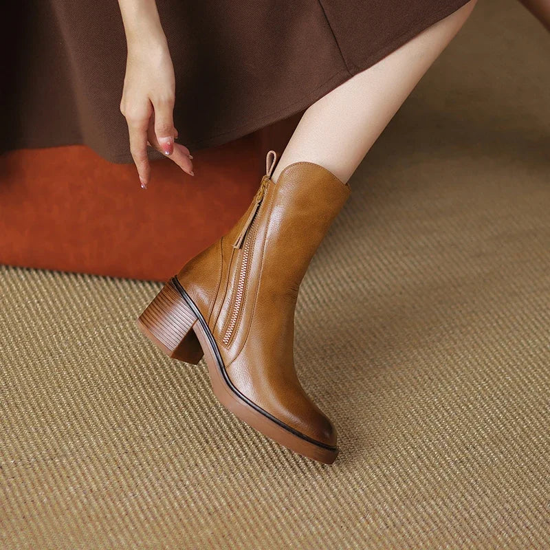 Grazia Stacked Heel Ankle Boots