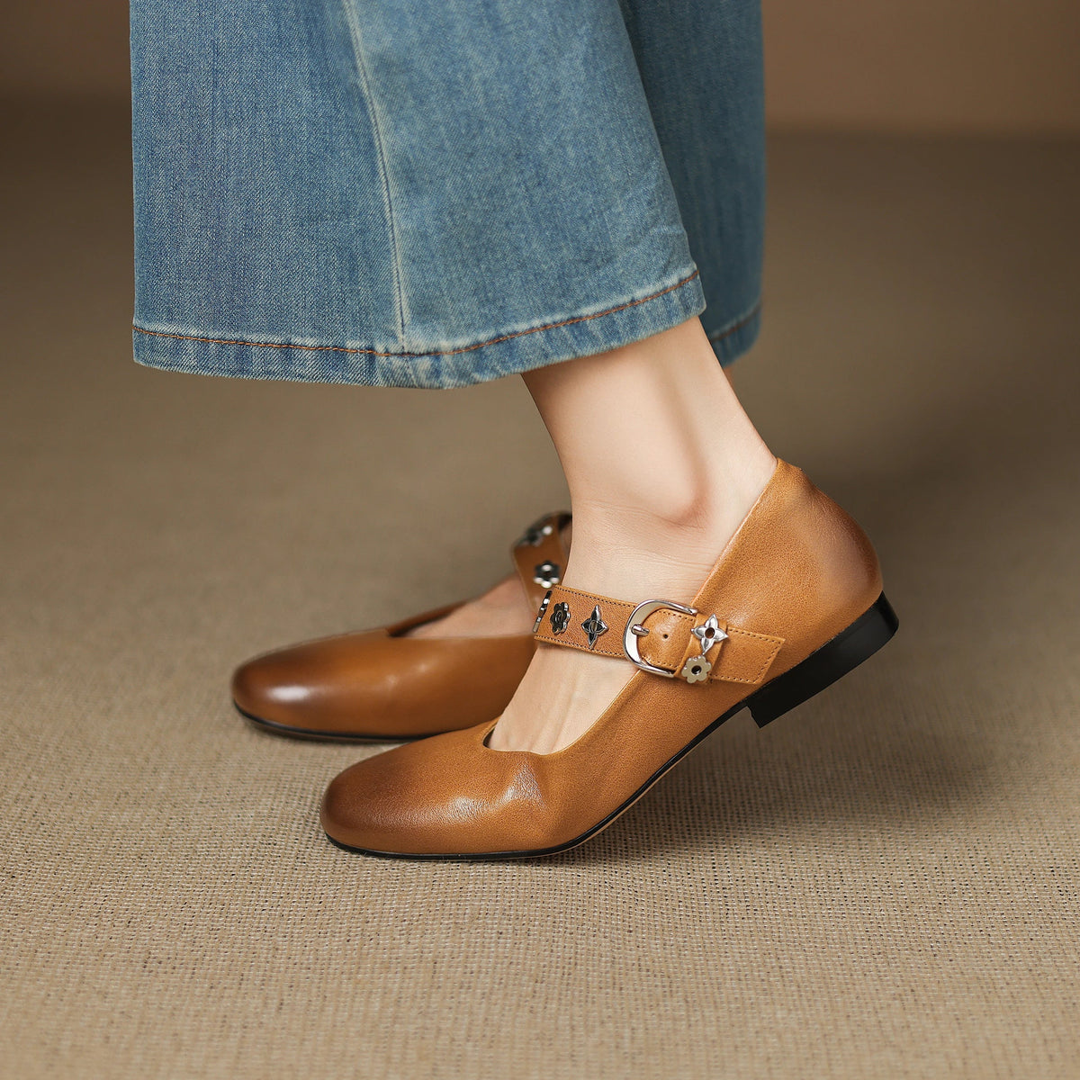 Elda Genuine Leather Flats