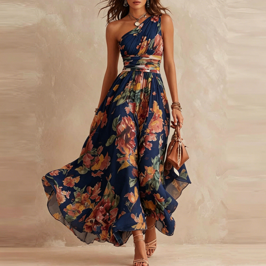 Iselle | Michelle One-Shoulder Floral Maxi Dress