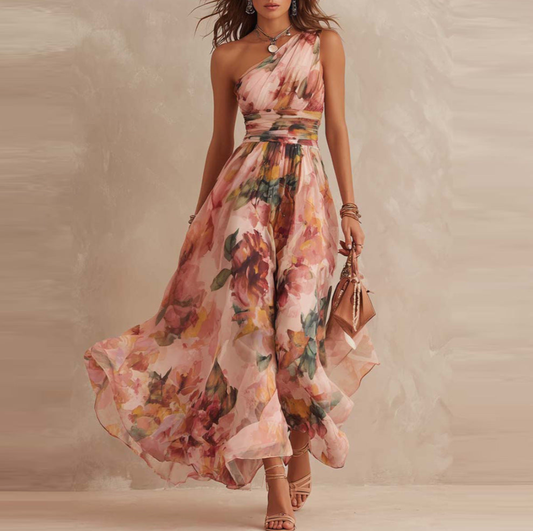 Iselle | Michelle One-Shoulder Floral Maxi Dress