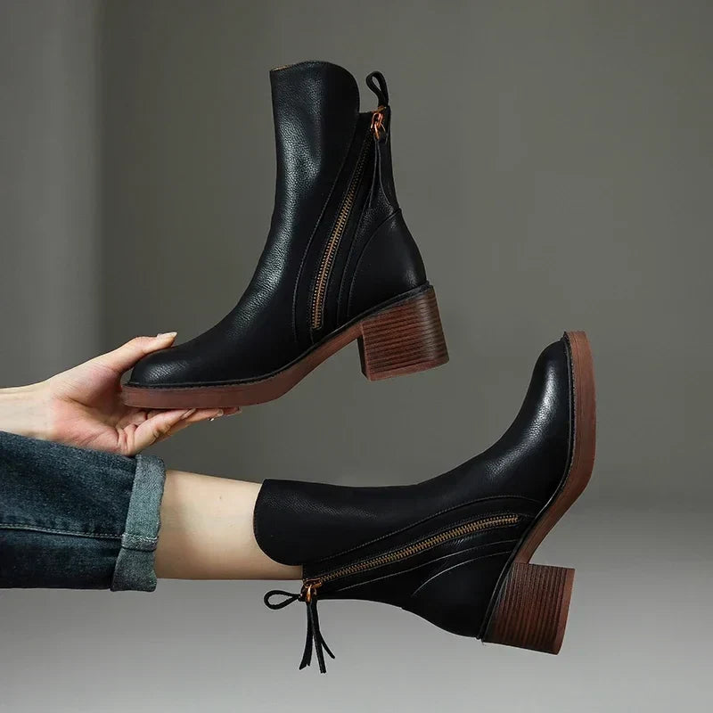 Grazia Stacked Heel Ankle Boots