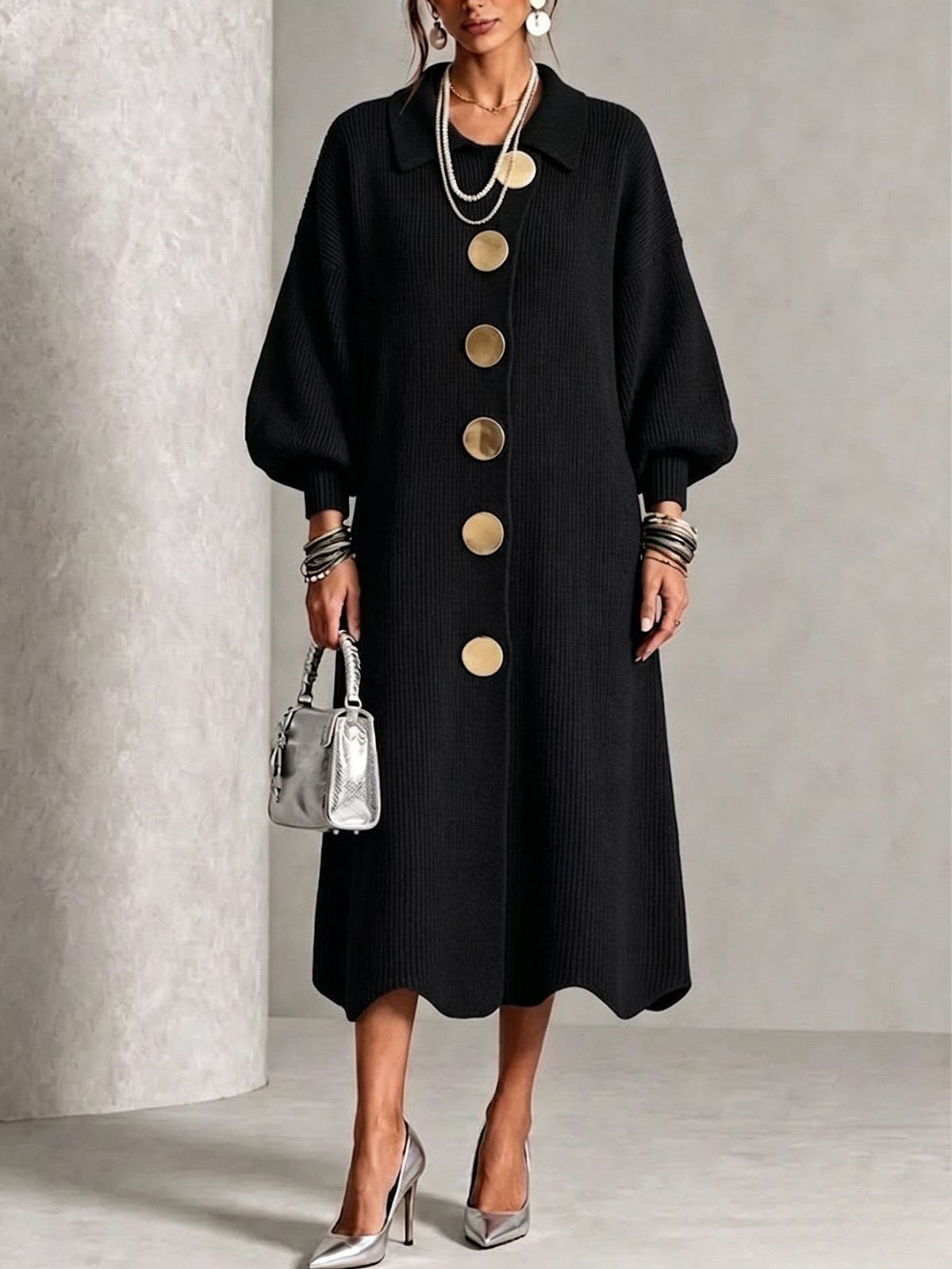 Sienna Long Sleeve Button-Down Knit Dress