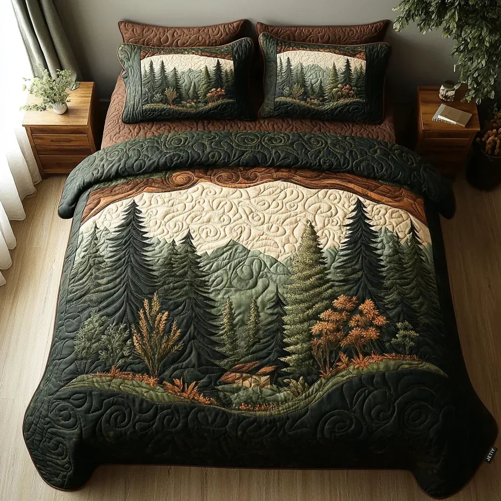Forest Walk 3-Piece Quilted Bedding Set
