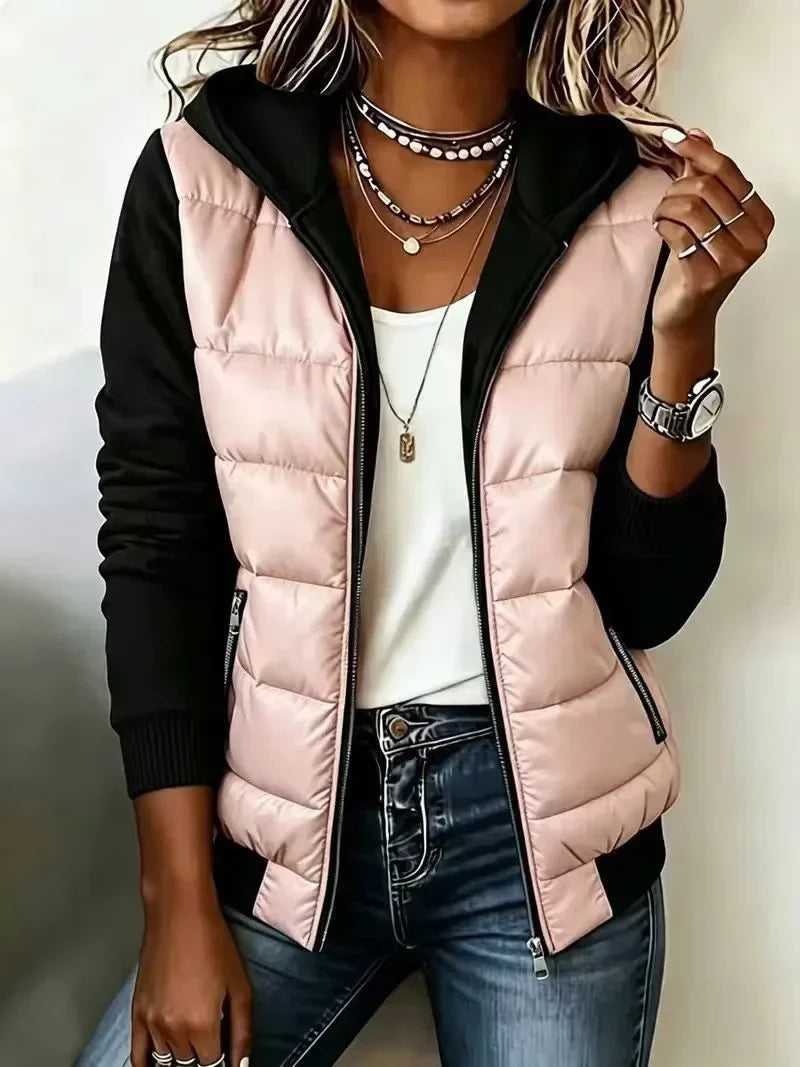 Suzette | Quilted Hooded Color-Block Jacket
