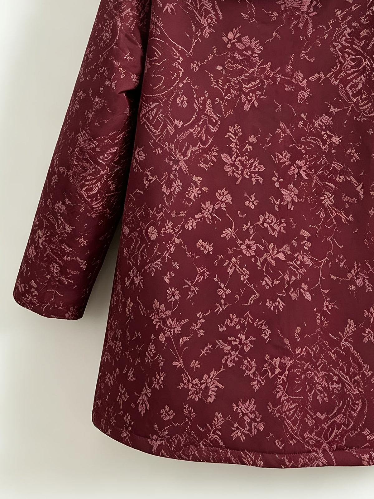 Rosemary| Fleece-Lined Floral Hooded Coat