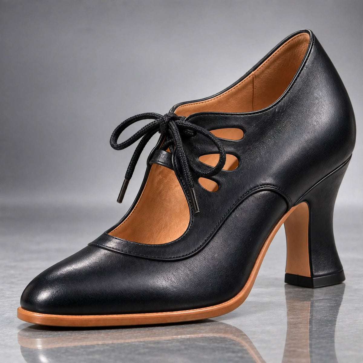 Evelina Vintage Lace-Up Heels