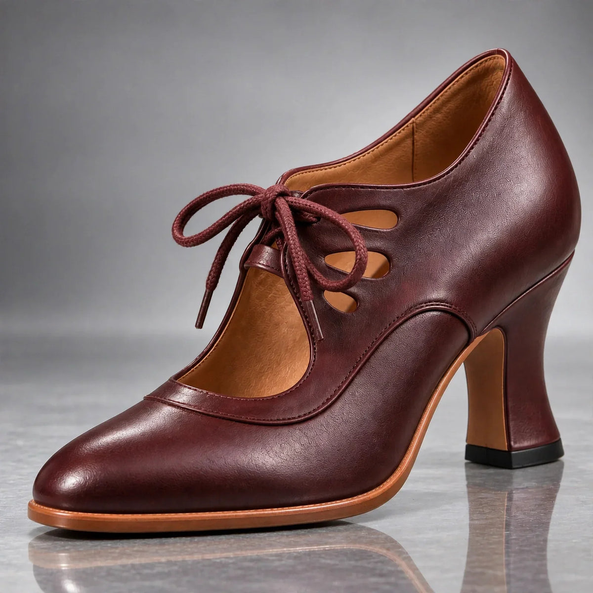 Evelina Vintage Lace-Up Heels