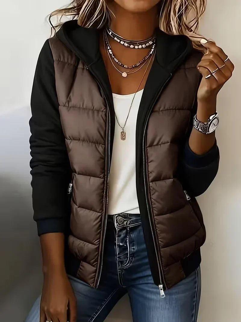 Suzette | Quilted Hooded Color-Block Jacket