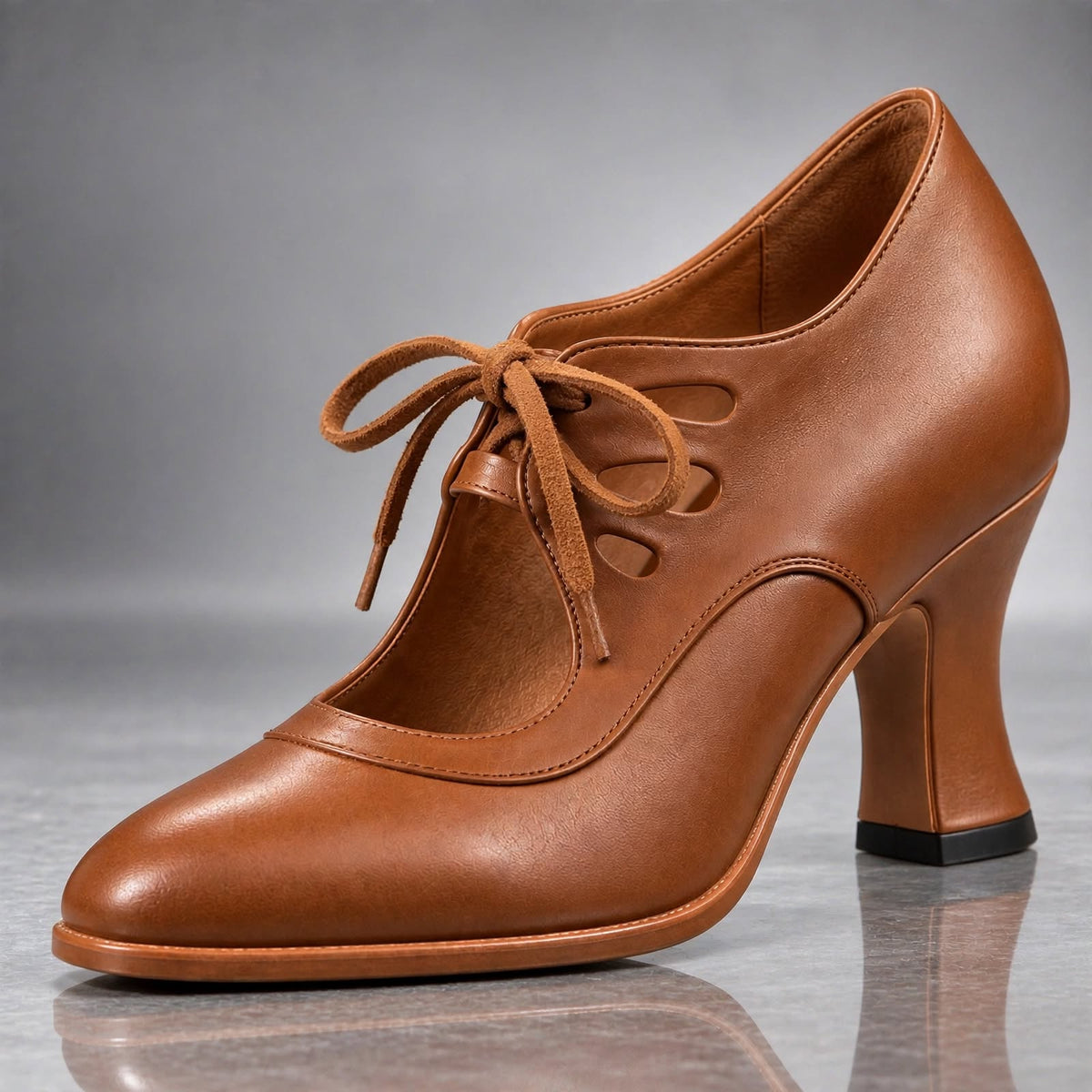 Evelina Vintage Lace-Up Heels