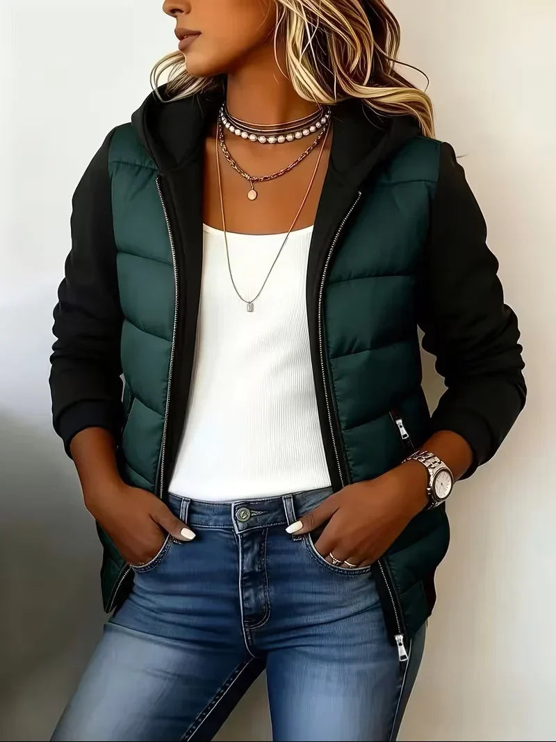 Suzette | Quilted Hooded Color-Block Jacket