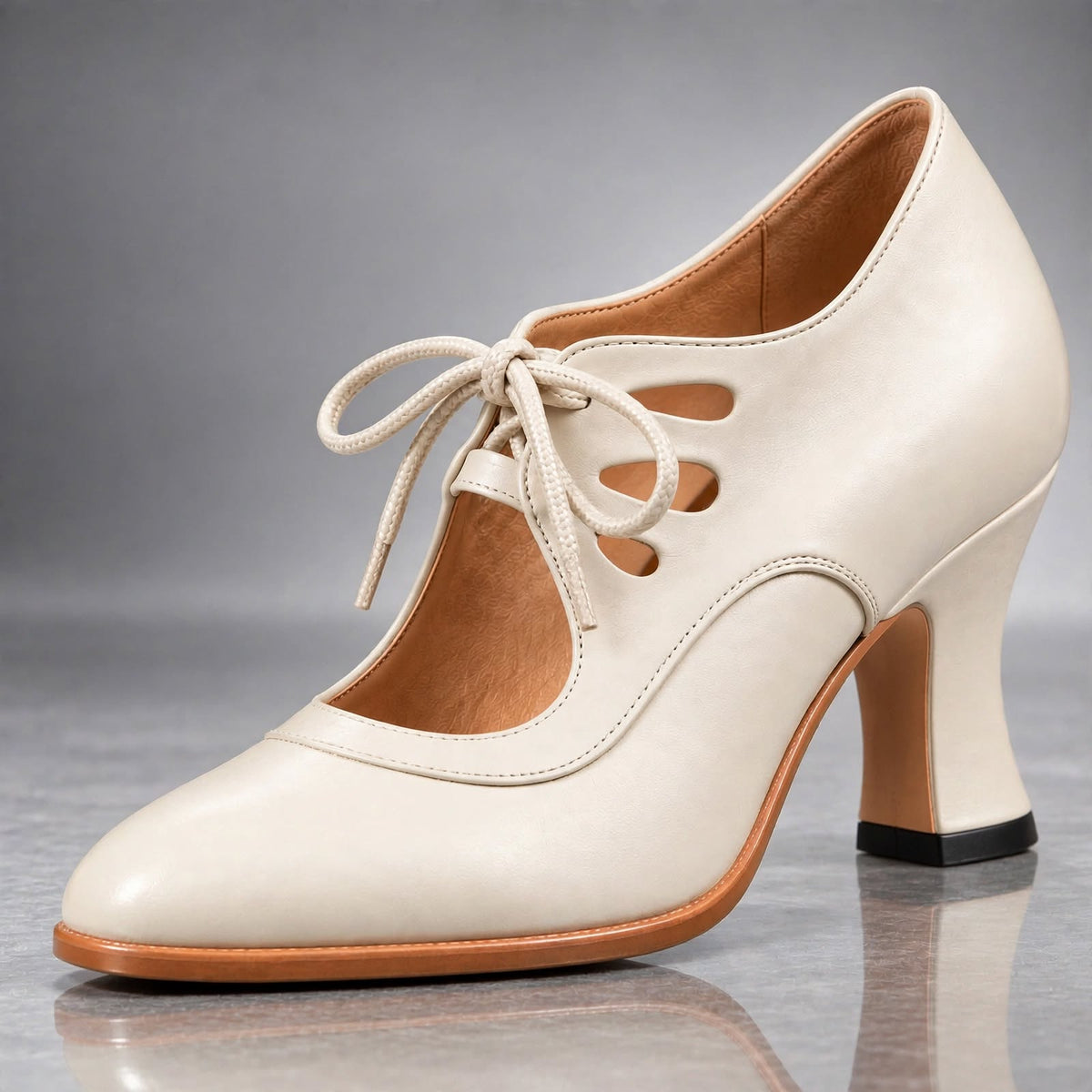 Evelina Vintage Lace-Up Heels