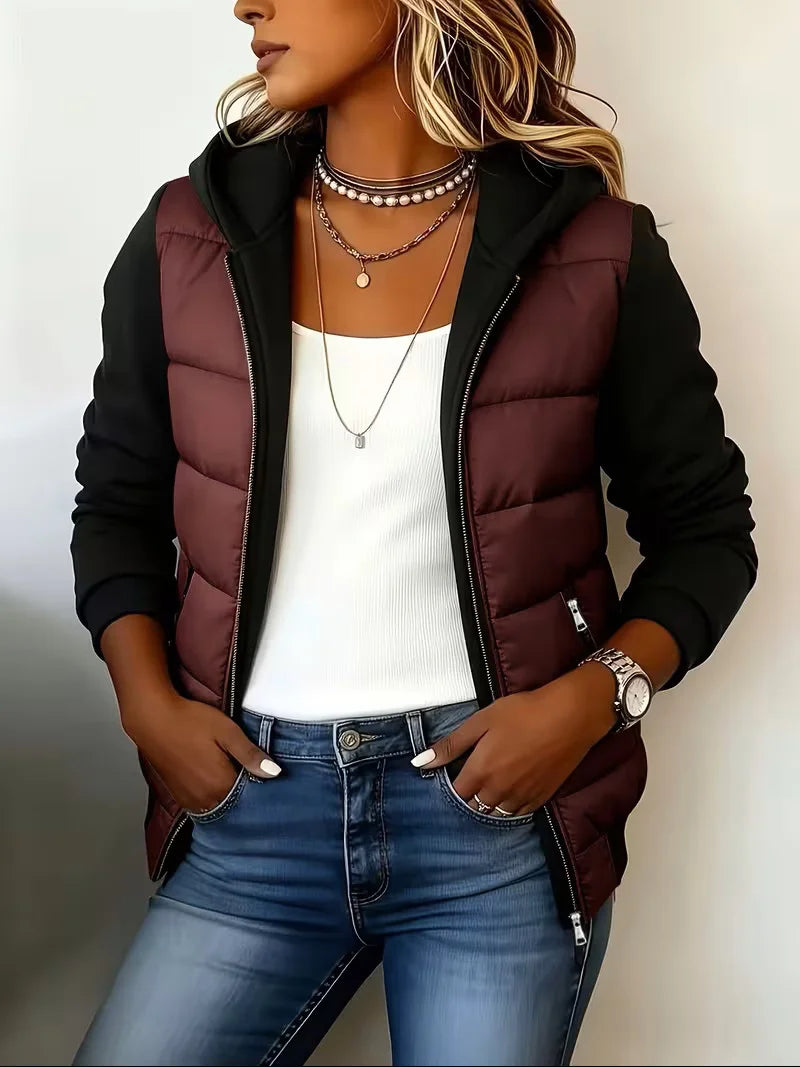 Suzette | Quilted Hooded Color-Block Jacket