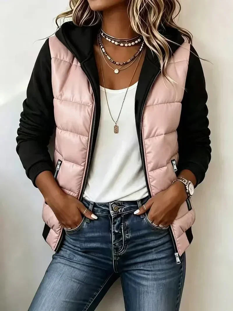 Suzette | Quilted Hooded Color-Block Jacket