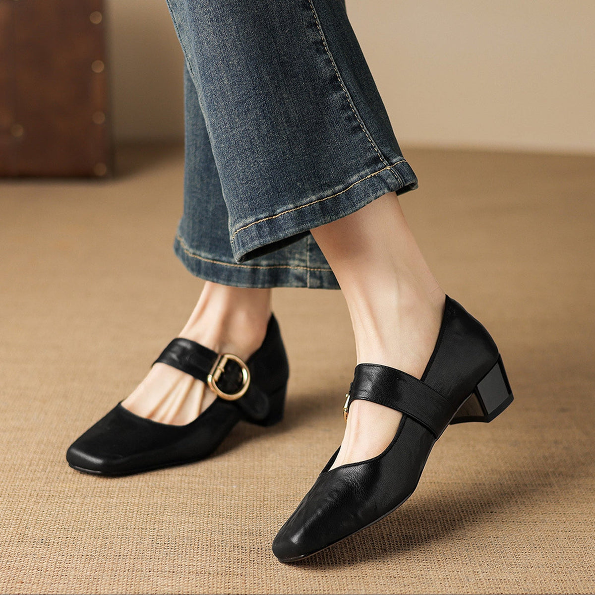 Vivi Genuine Leather Mary Jane Heels