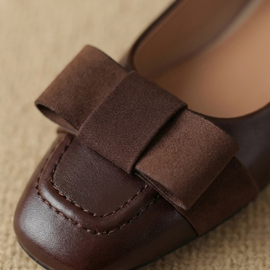 Camille Bow Leather Flats