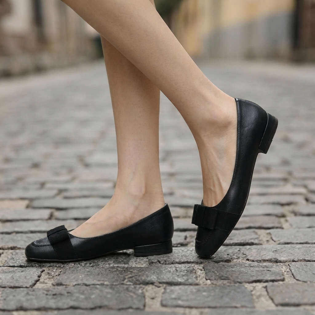Camille Bow Leather Flats