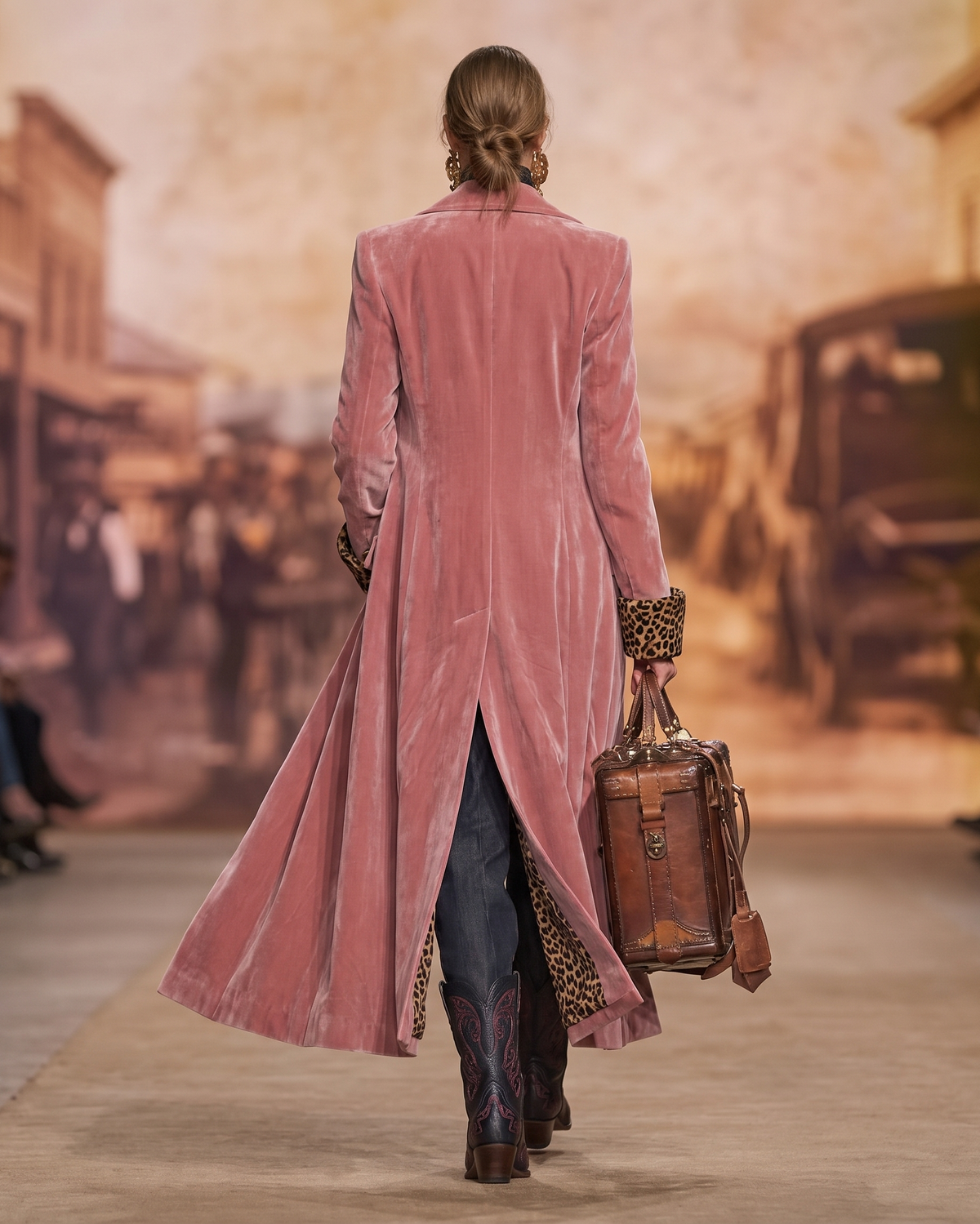 Madison Long Tailored Coat with Leopard Lining