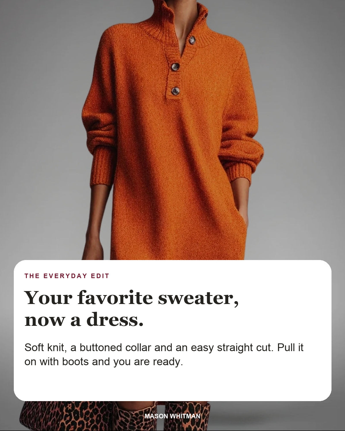 Celeste | Button-Collar Sweater Dress